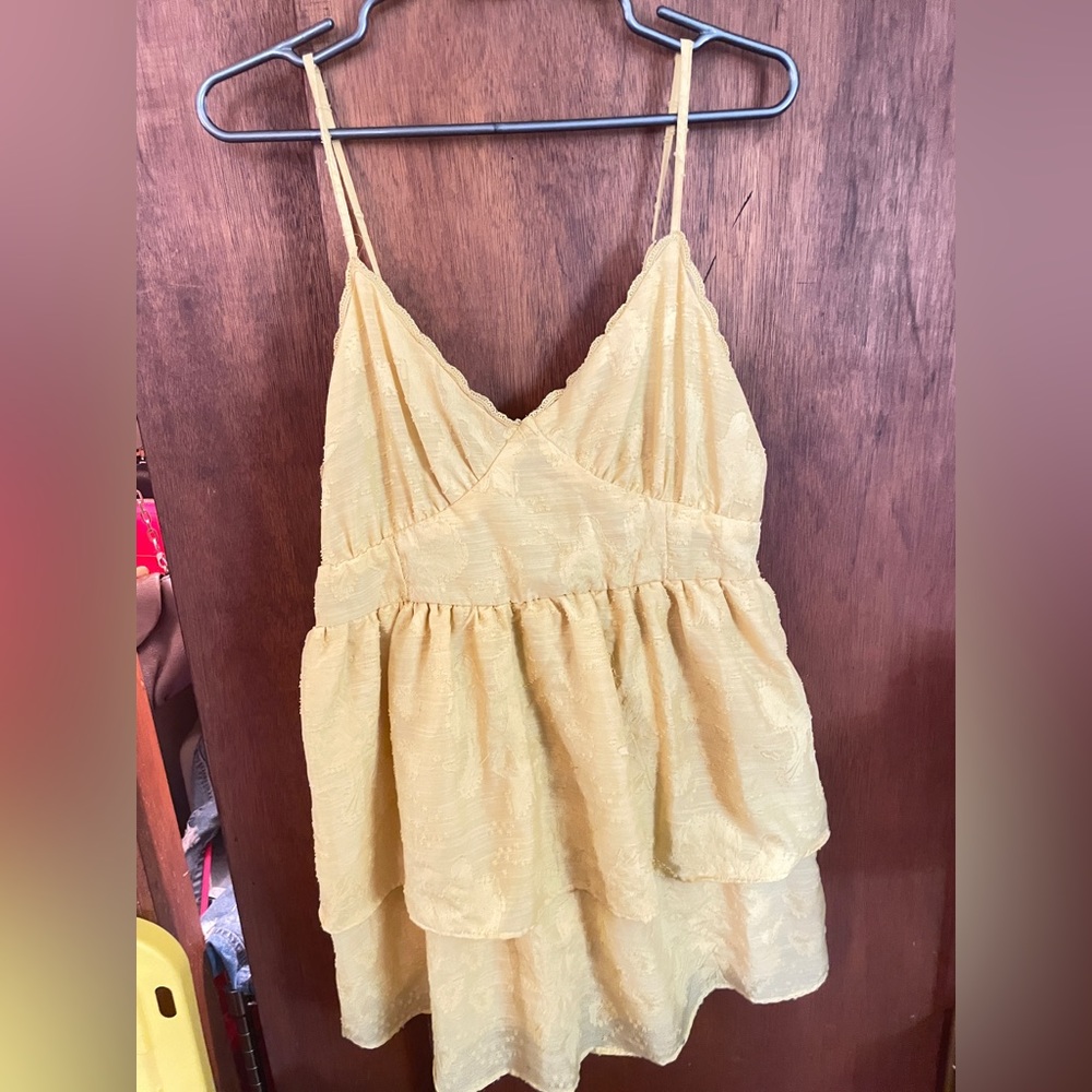 yellow eyelet tiered dress